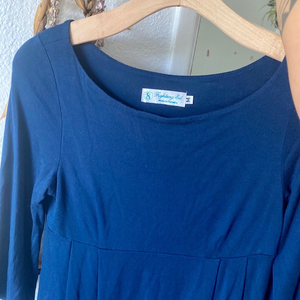 💙 Fighting Eel Hawaii Navy Dress, Empire Waist, 3/4 sleeve